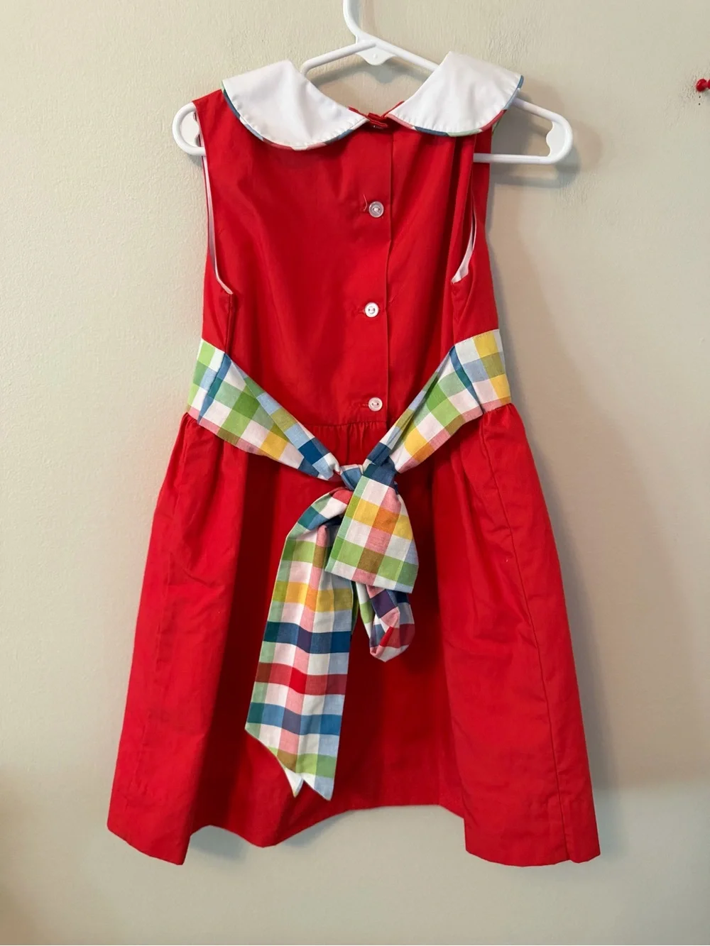 The Beaufort Bonnet Company Red Sleeveless Dress with Colorful Tie